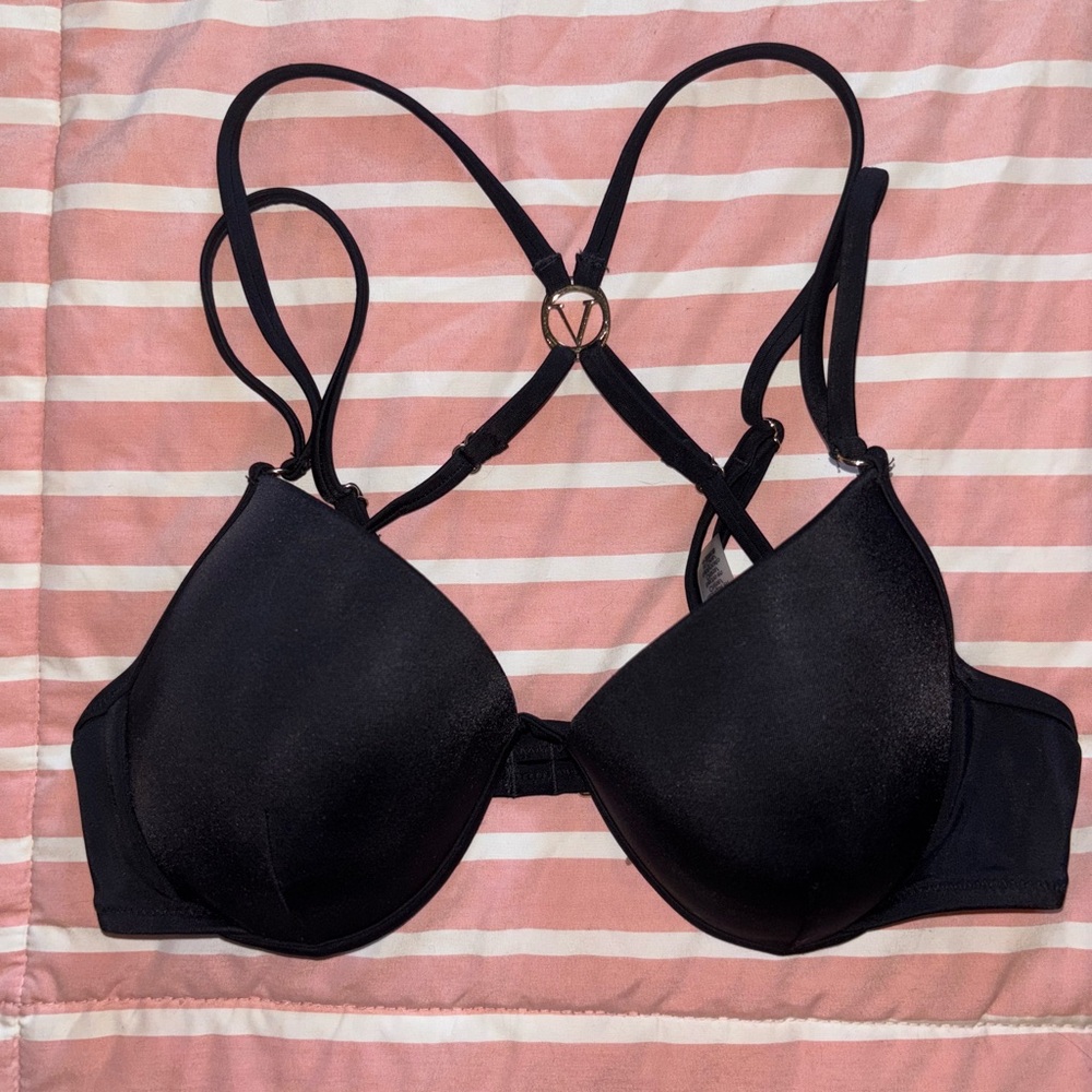 Victoria Secret Love Malibu Black Strappy Bikini Top | 34C